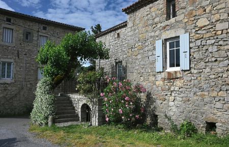 Belle maison en pierres avec terrasse ombragée par un murier Gîte n°28708 Beaulieu - Ardèche - Belle maison en pierres avec terrasse ombragée par un murier
