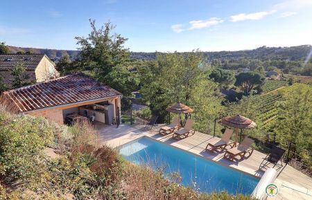 G&icirc;te n&deg;199715 Rosi&egrave;res - Ard&egrave;che - La piscine &agrave; partager et son panorama exceptionnel !